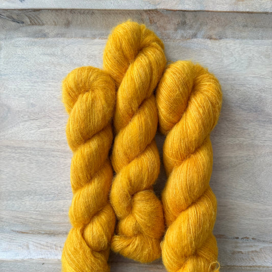 Golden Yellow Lace | Hand Dyed Yarn | Baby Suri Alpaca & Mulberry Silk | In Stock