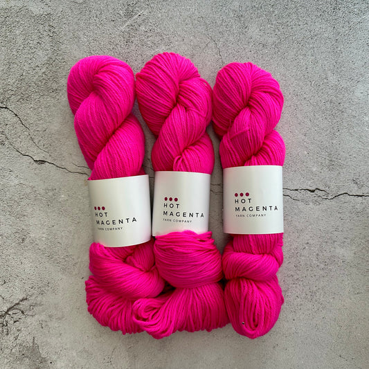 Hot Magenta | 100% Fine Superwash Merino Wool | Hand Dyed DK Yarn | Ready to Ship